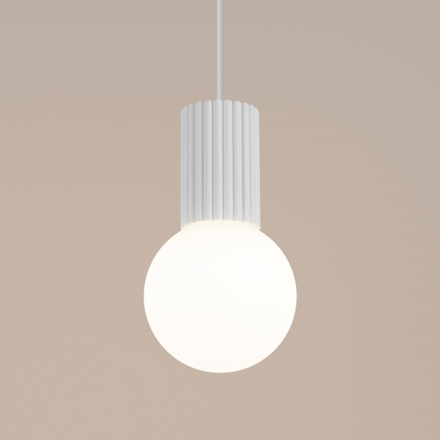 Ljuskrona med textilsladd HALO 1xG9/8W/230V diameter 12 cm vit