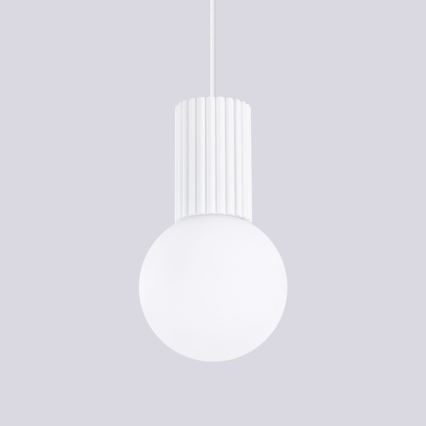 Ljuskrona med textilsladd HALO 1xG9/8W/230V diameter 12 cm vit
