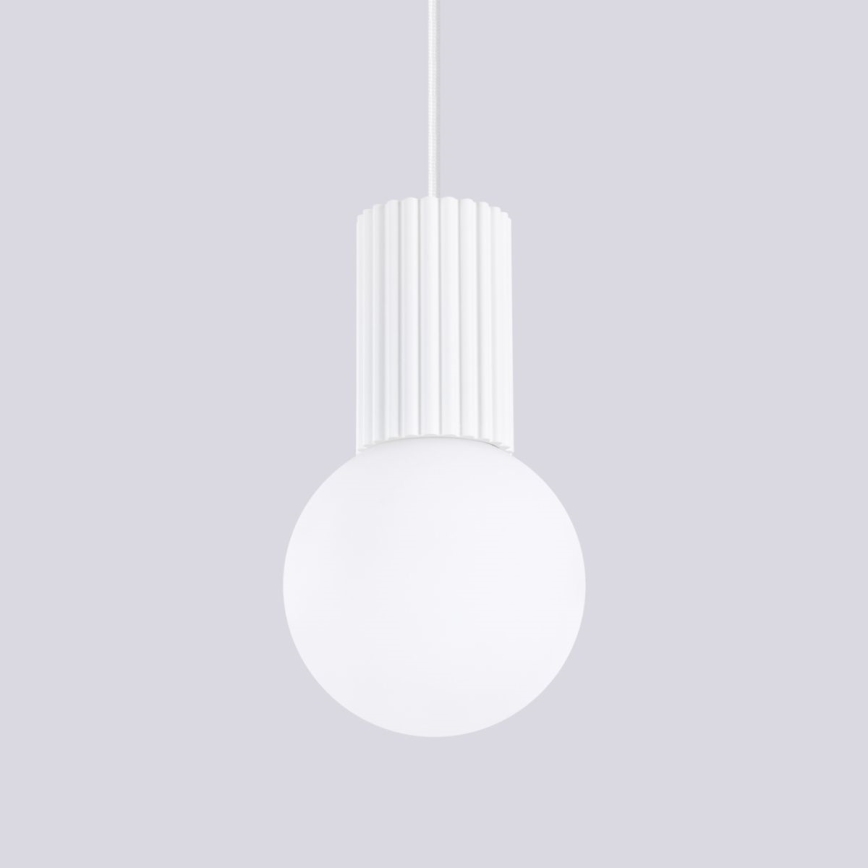 Ljuskrona med textilsladd HALO 1xG9/8W/230V diameter 12 cm vit