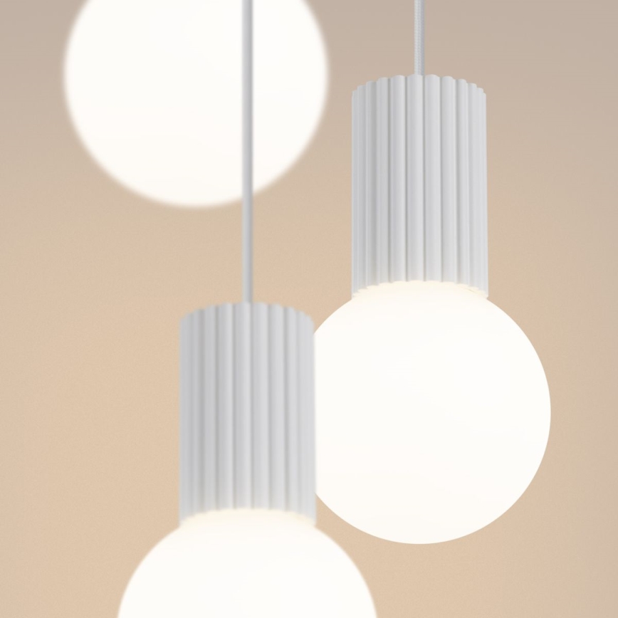 Ljuskrona med textilsladd HALO 3xG9/8W/230V diameter 25 cm vit