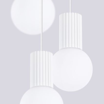 Ljuskrona med textilsladd HALO 3xG9/8W/230V diameter 25 cm vit
