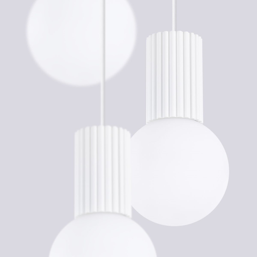 Ljuskrona med textilsladd HALO 3xG9/8W/230V diameter 25 cm vit