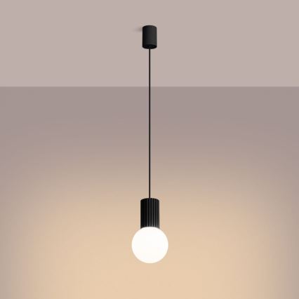Ljuskrona med textilsladd HALO 1xG9/8W/230V diameter 12 cm svart