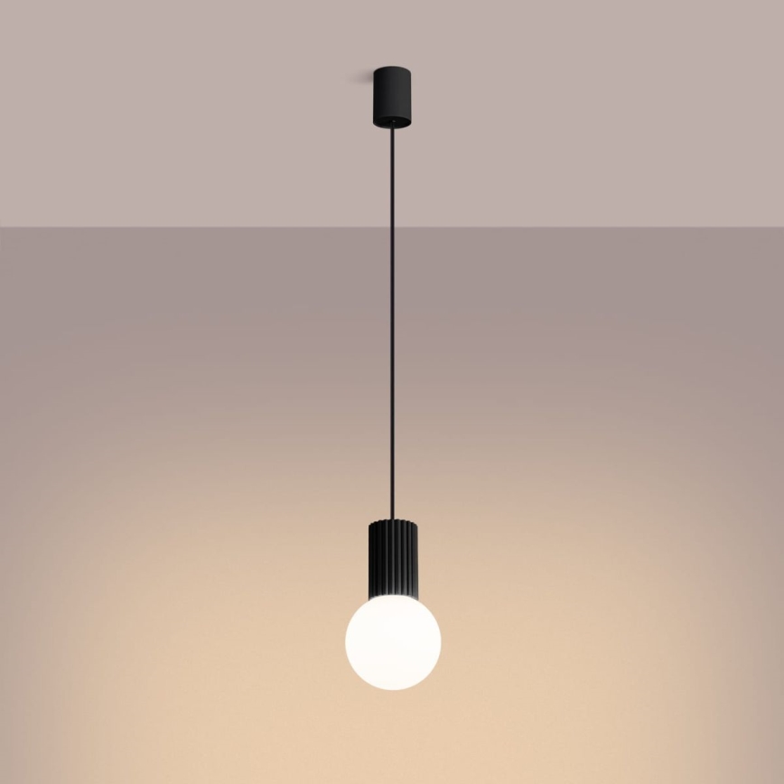 Ljuskrona med textilsladd HALO 1xG9/8W/230V diameter 12 cm svart