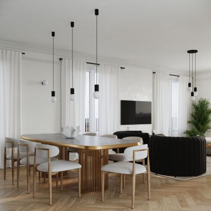 Ljuskrona med textilsladd HALO 1xG9/8W/230V diameter 12 cm svart