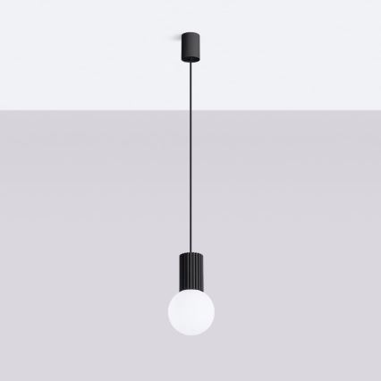 Ljuskrona med textilsladd HALO 1xG9/8W/230V diameter 12 cm svart