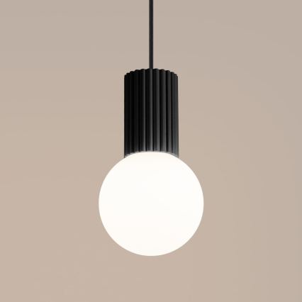 Ljuskrona med textilsladd HALO 1xG9/8W/230V diameter 12 cm svart