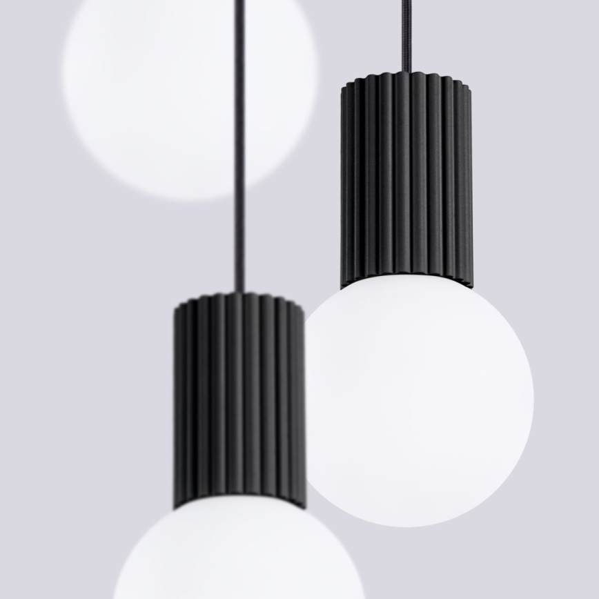 Ljuskrona med textilsladd HALO 3xG9/8W/230V diameter 25 cm svart