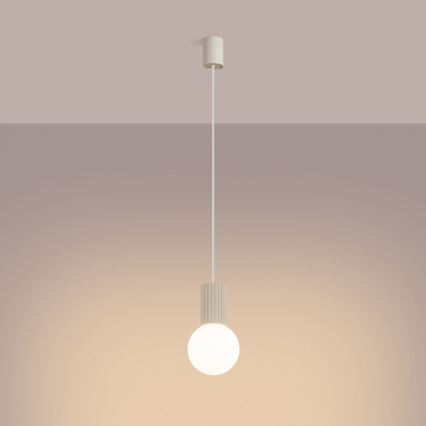Ljuskrona med textilsladd HALO 1xG9/8W/230V diameter 12 cm grädde