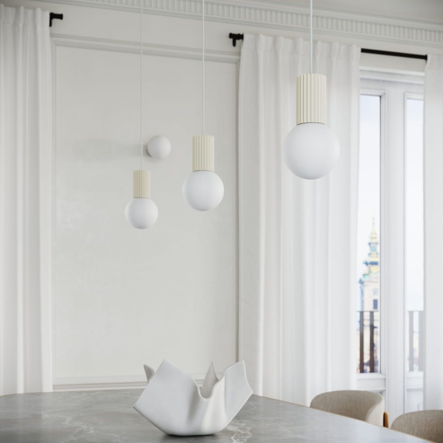 Ljuskrona med textilsladd HALO 1xG9/8W/230V diameter 12 cm grädde