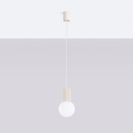 Ljuskrona med textilsladd HALO 1xG9/8W/230V diameter 12 cm grädde