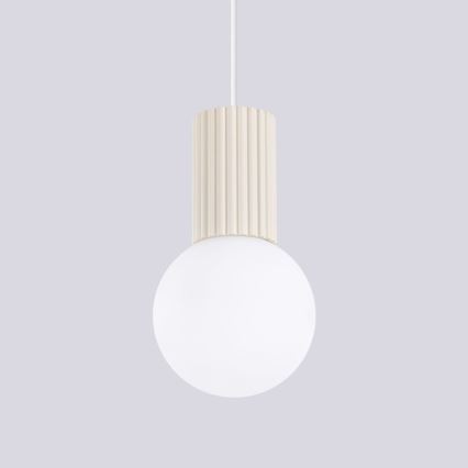 Ljuskrona med textilsladd HALO 1xG9/8W/230V diameter 12 cm grädde