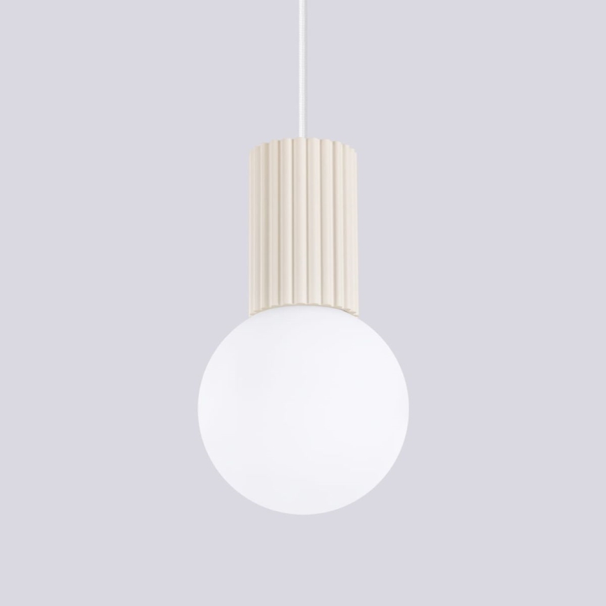 Ljuskrona med textilsladd HALO 1xG9/8W/230V diameter 12 cm grädde