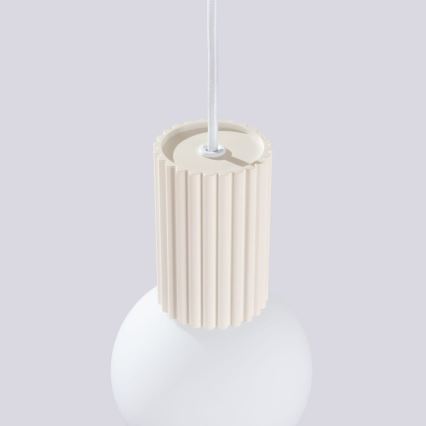 Ljuskrona med textilsladd HALO 1xG9/8W/230V diameter 12 cm grädde