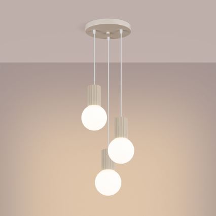 Ljuskrona med textilsladd HALO 3xG9/8W/230V diameter 25 cm grädde
