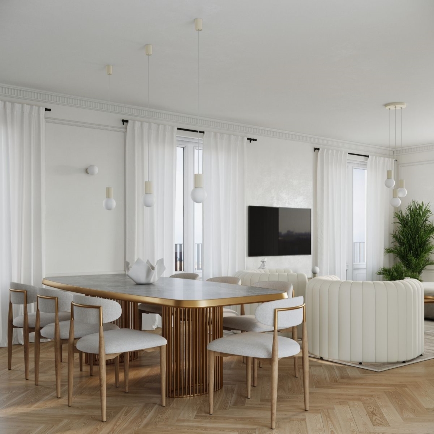 Ljuskrona med textilsladd HALO 3xG9/8W/230V diameter 25 cm grädde