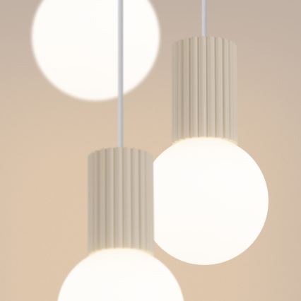 Ljuskrona med textilsladd HALO 3xG9/8W/230V diameter 25 cm grädde