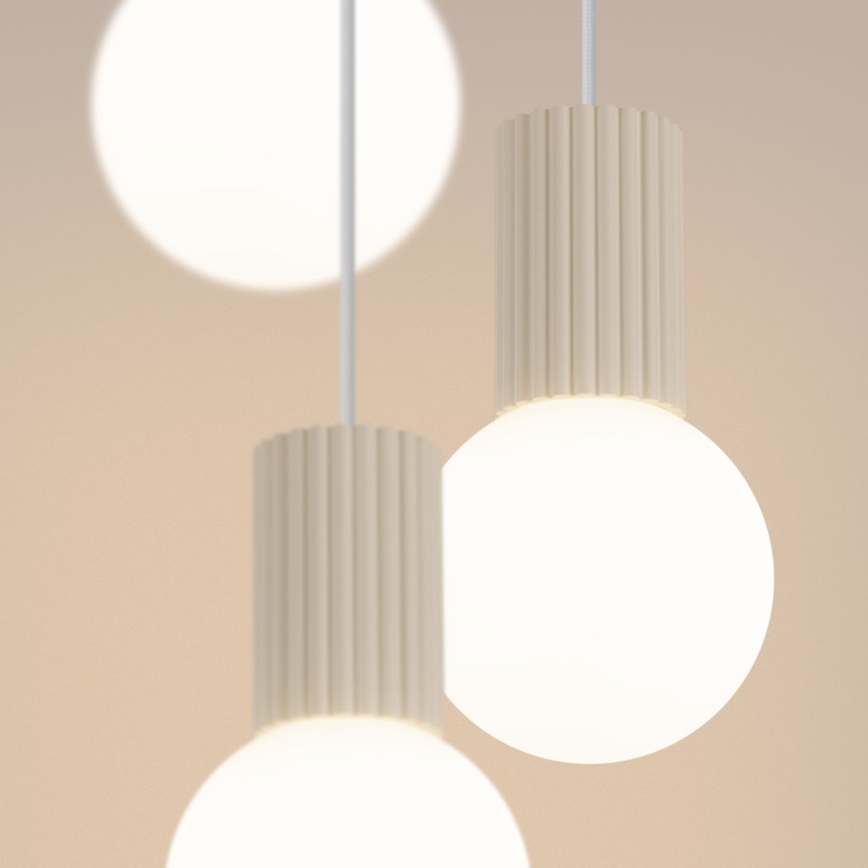 Ljuskrona med textilsladd HALO 3xG9/8W/230V diameter 25 cm grädde