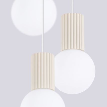 Ljuskrona med textilsladd HALO 3xG9/8W/230V diameter 25 cm grädde