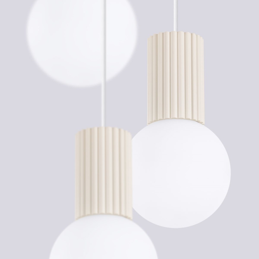 Ljuskrona med textilsladd HALO 3xG9/8W/230V diameter 25 cm grädde