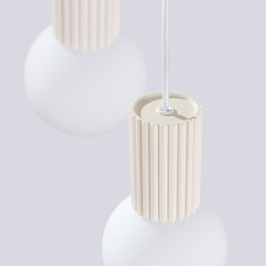Ljuskrona med textilsladd HALO 3xG9/8W/230V diameter 25 cm grädde
