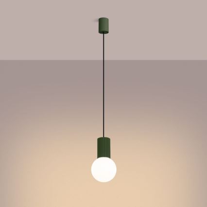 Ljuskrona med textilsladd HALO 1xG9/8W/230V diameter 12 cm grön