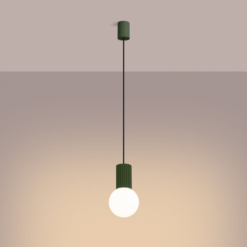 Ljuskrona med textilsladd HALO 1xG9/8W/230V diameter 12 cm grön