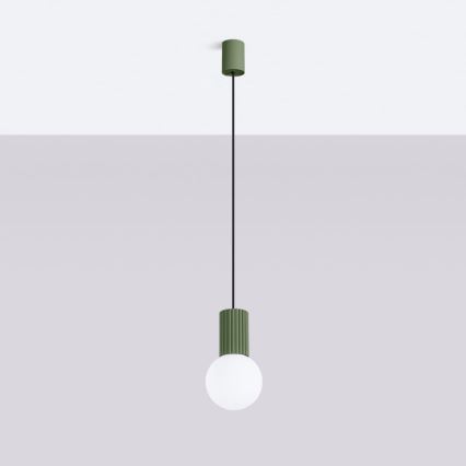 Ljuskrona med textilsladd HALO 1xG9/8W/230V diameter 12 cm grön