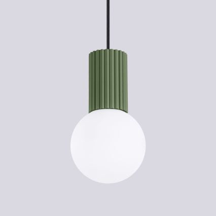 Ljuskrona med textilsladd HALO 1xG9/8W/230V diameter 12 cm grön