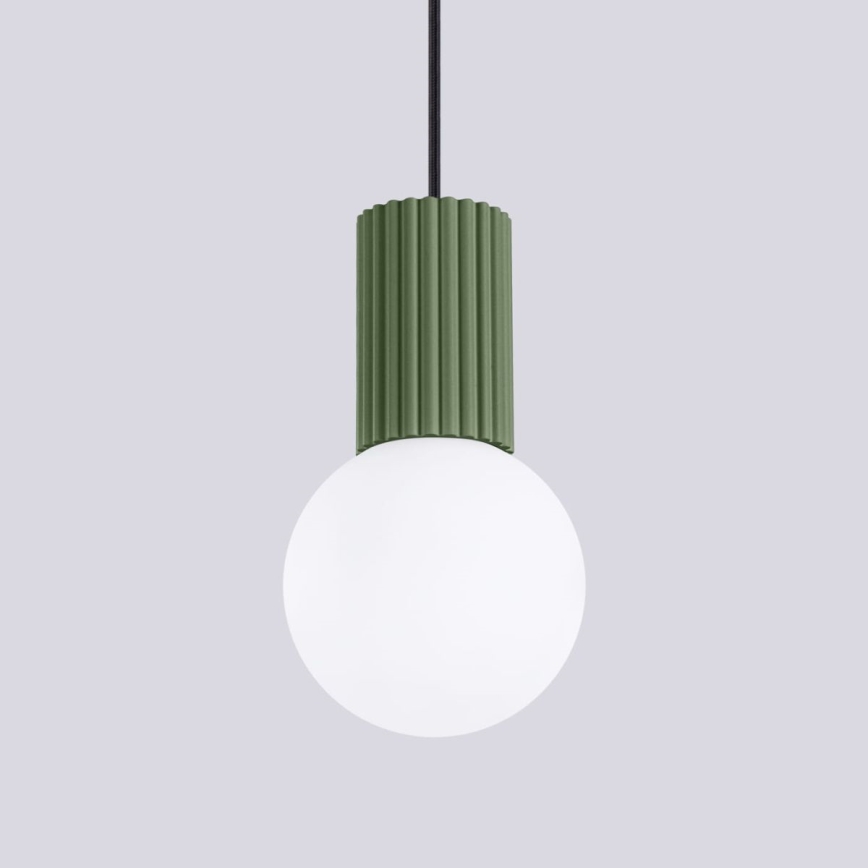 Ljuskrona med textilsladd HALO 1xG9/8W/230V diameter 12 cm grön