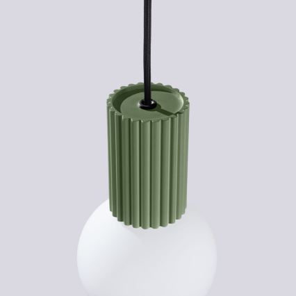 Ljuskrona med textilsladd HALO 1xG9/8W/230V diameter 12 cm grön