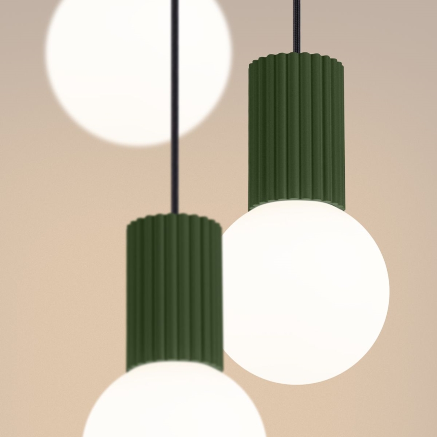 Ljuskrona med textilsladd HALO 3xG9/8W/230V diameter 25 cm grön