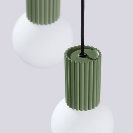 Ljuskrona med textilsladd HALO 3xG9/8W/230V diameter 25 cm grön