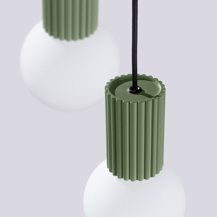 Ljuskrona med textilsladd HALO 3xG9/8W/230V diameter 25 cm grön