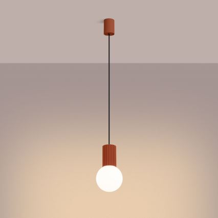 Ljuskrona med textilsladd HALO 1xG9/8W/230V diameter 12 cm orange