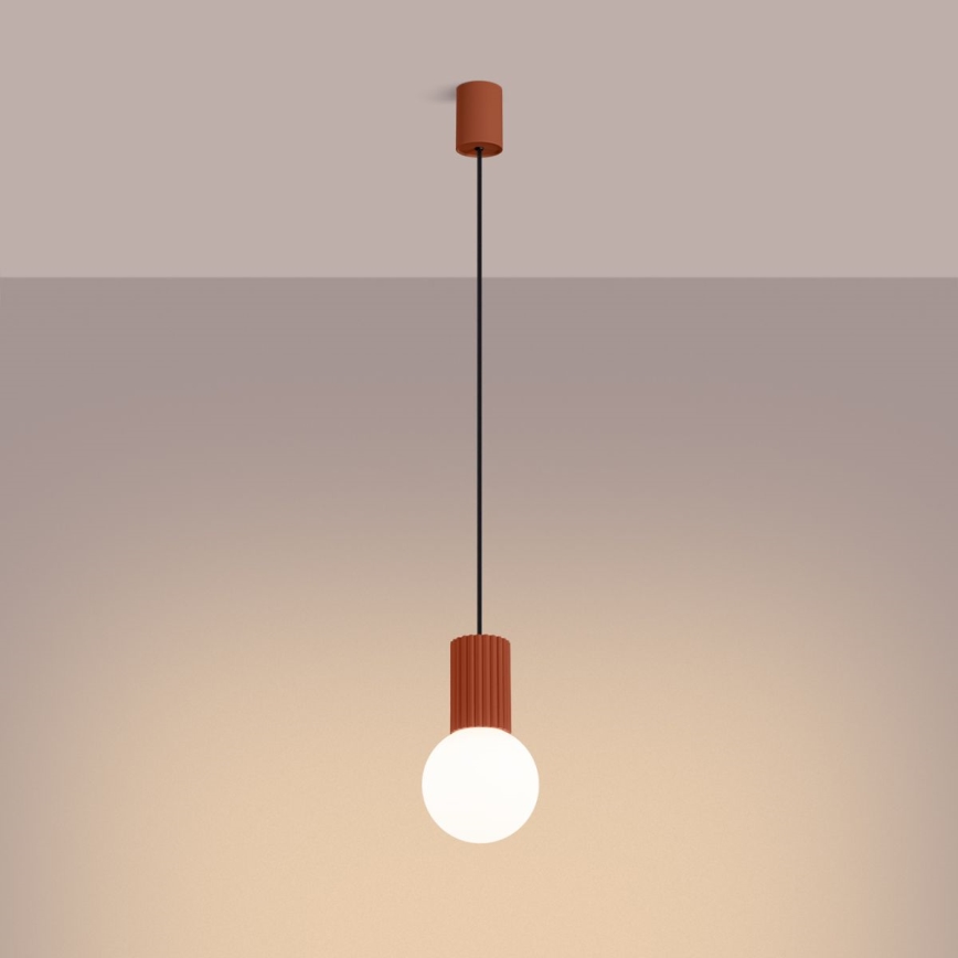 Ljuskrona med textilsladd HALO 1xG9/8W/230V diameter 12 cm orange