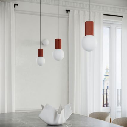 Ljuskrona med textilsladd HALO 1xG9/8W/230V diameter 12 cm orange