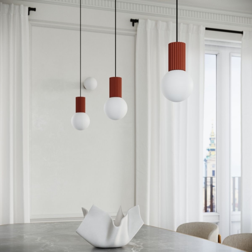 Ljuskrona med textilsladd HALO 1xG9/8W/230V diameter 12 cm orange