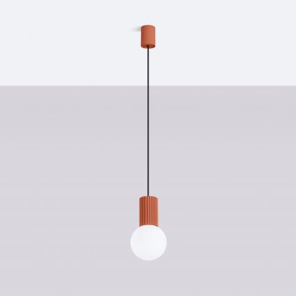 Ljuskrona med textilsladd HALO 1xG9/8W/230V diameter 12 cm orange