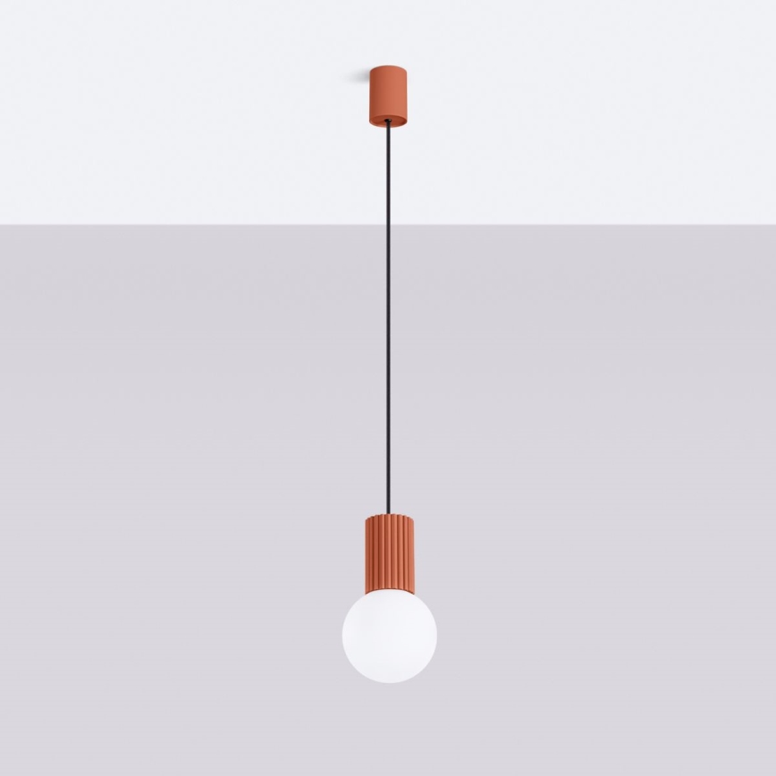 Ljuskrona med textilsladd HALO 1xG9/8W/230V diameter 12 cm orange