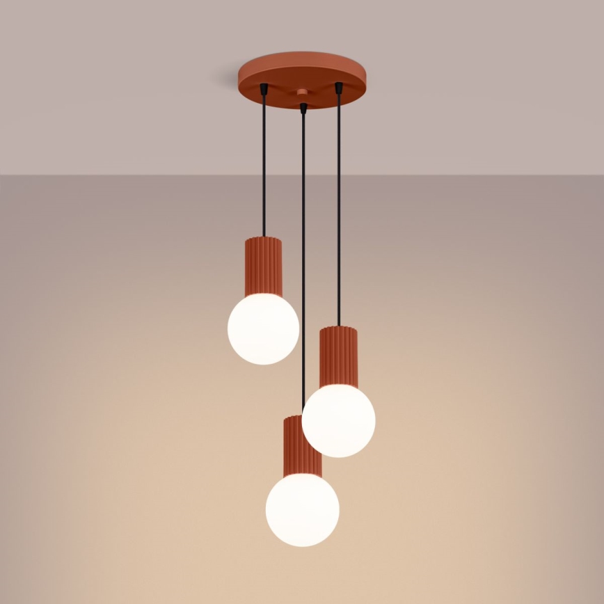 Ljuskrona med textilsladd HALO 3xG9/8W/230V diameter 25 cm orange