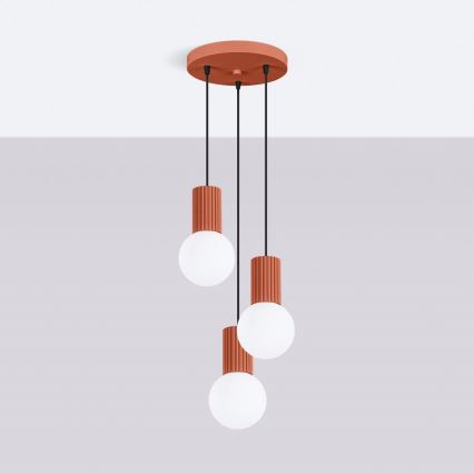 Ljuskrona med textilsladd HALO 3xG9/8W/230V diameter 25 cm orange