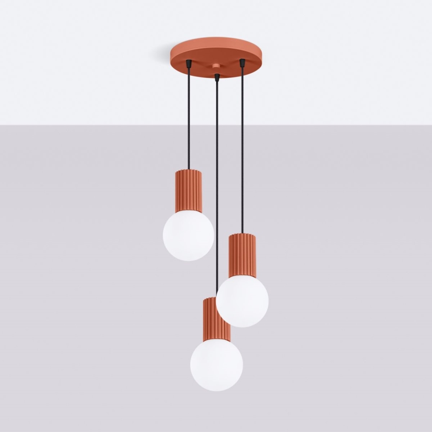 Ljuskrona med textilsladd HALO 3xG9/8W/230V diameter 25 cm orange