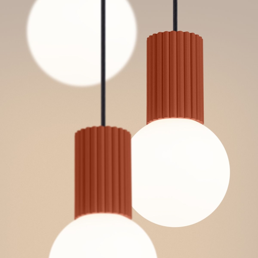 Ljuskrona med textilsladd HALO 3xG9/8W/230V diameter 25 cm orange