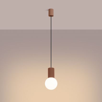 Ljuskrona med textilsladd HALO 1xG9/8W/230V diameter 12 cm brun