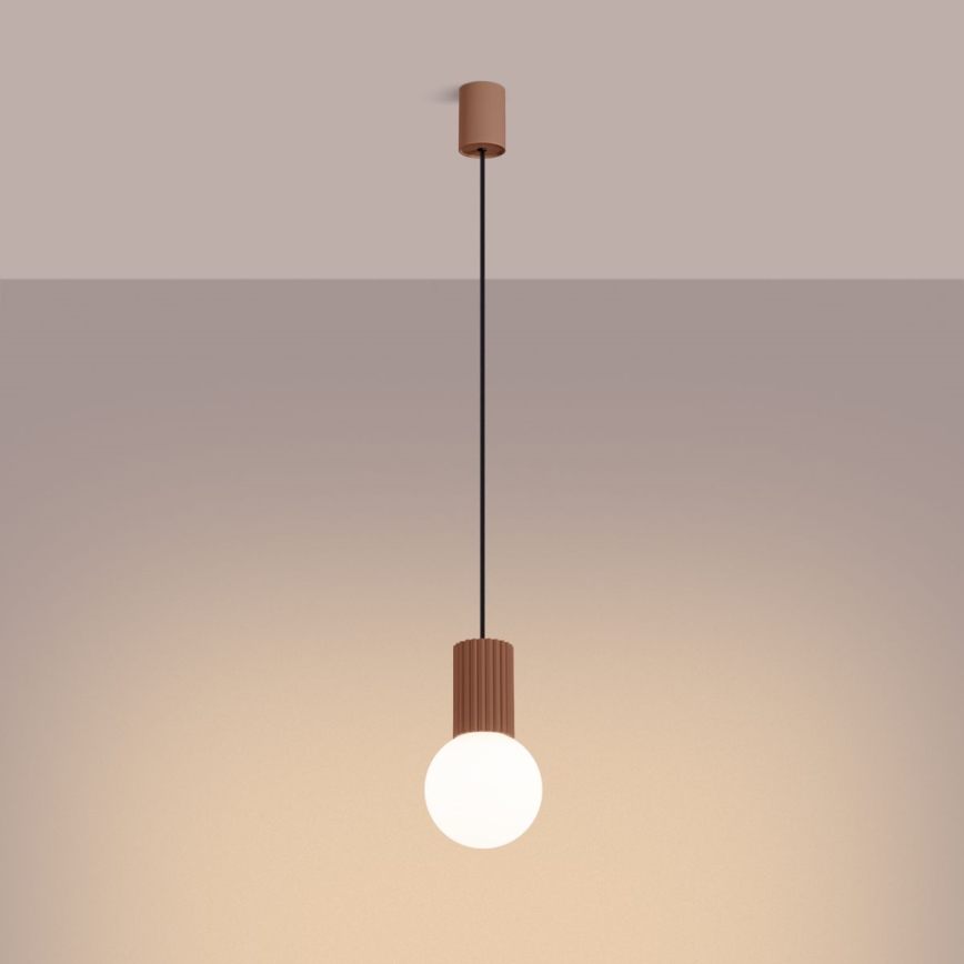 Ljuskrona med textilsladd HALO 1xG9/8W/230V diameter 12 cm brun