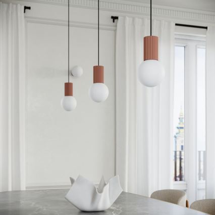 Ljuskrona med textilsladd HALO 1xG9/8W/230V diameter 12 cm brun