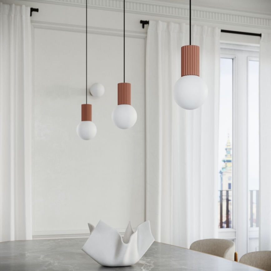 Ljuskrona med textilsladd HALO 1xG9/8W/230V diameter 12 cm brun