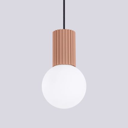 Ljuskrona med textilsladd HALO 1xG9/8W/230V diameter 12 cm brun