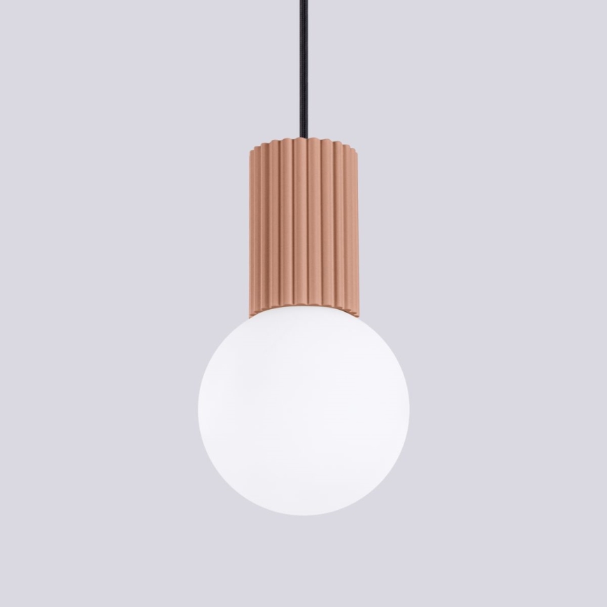 Ljuskrona med textilsladd HALO 1xG9/8W/230V diameter 12 cm brun